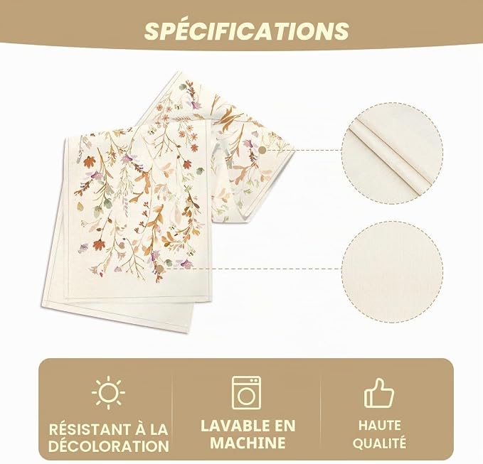 Chemin de Table Automne avec Motif Feuilles33x183 cm