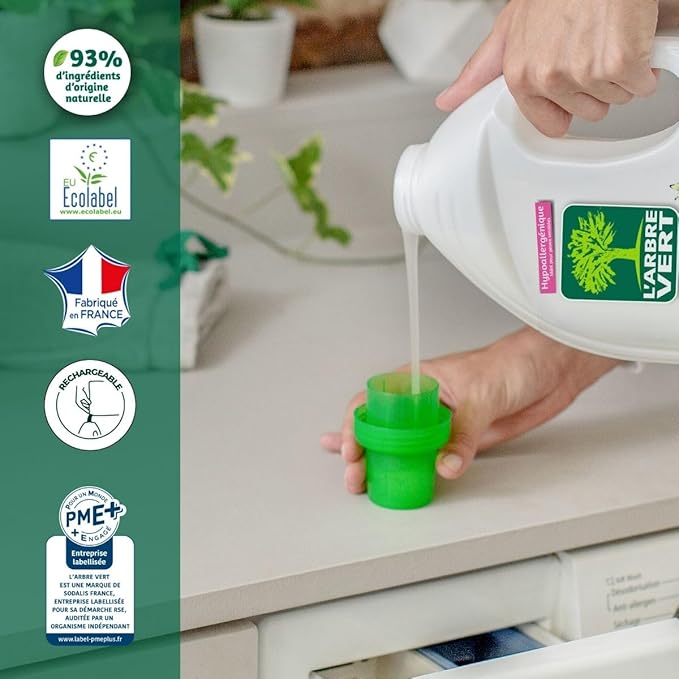 recharge L'Arbre Vert Recharge Lessive Ecolabel Savon Végétal - Hypoallergénique - 34 Lavages