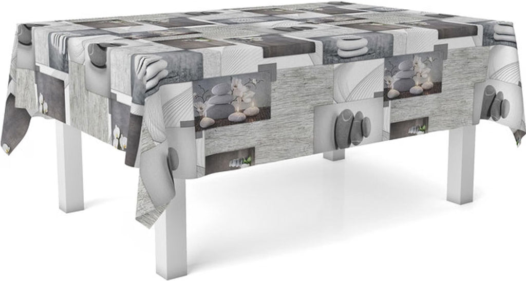Nappe Toile cirée Lavable rectangulaire 100x140 cm Zen Pierres
