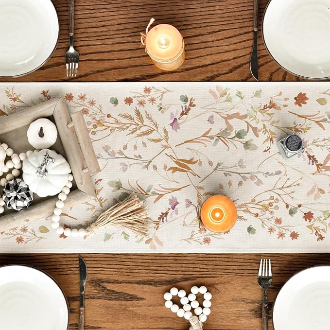 Chemin de Table Automne avec Motif Feuilles33x183 cm