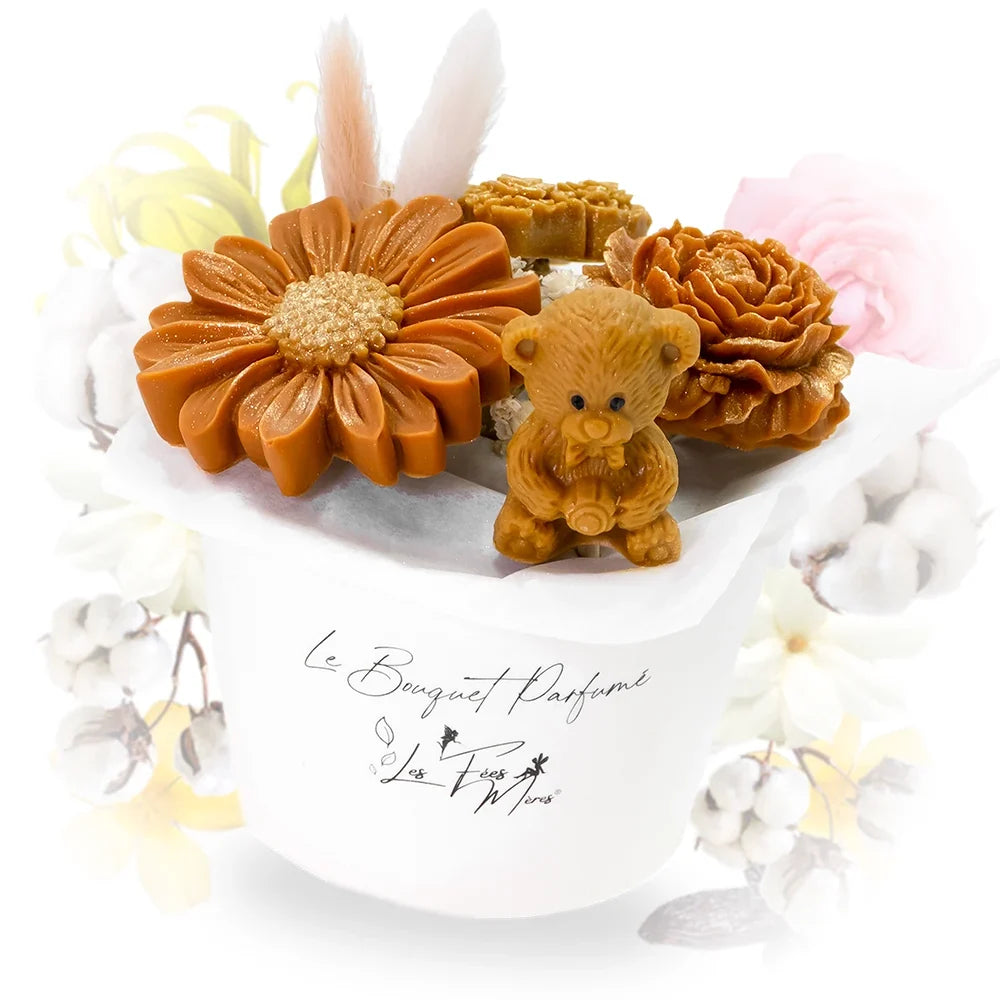 Bouquet ourson parfumé fleur de coton